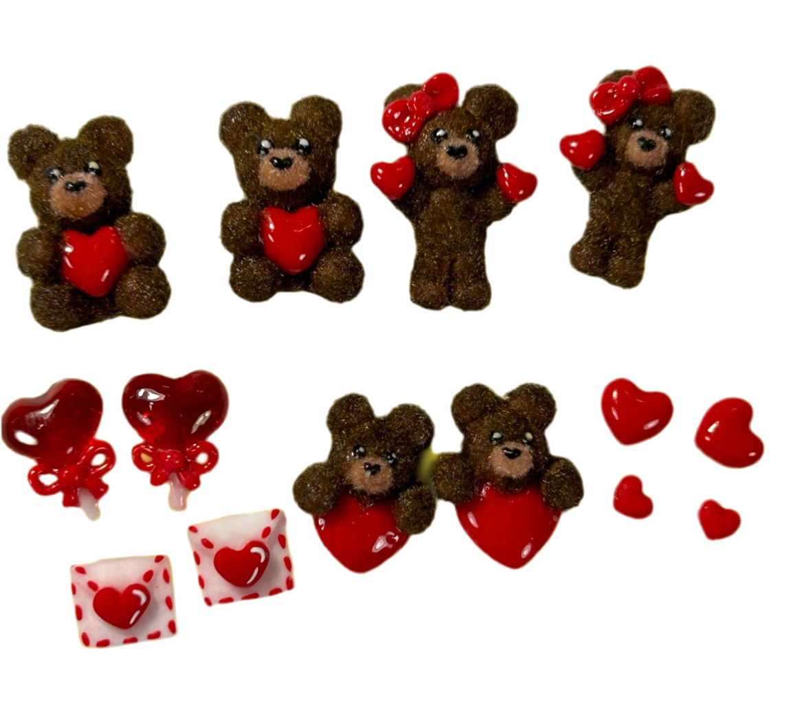 Teddy Bear Nail Charms (14c set ) Fluffy