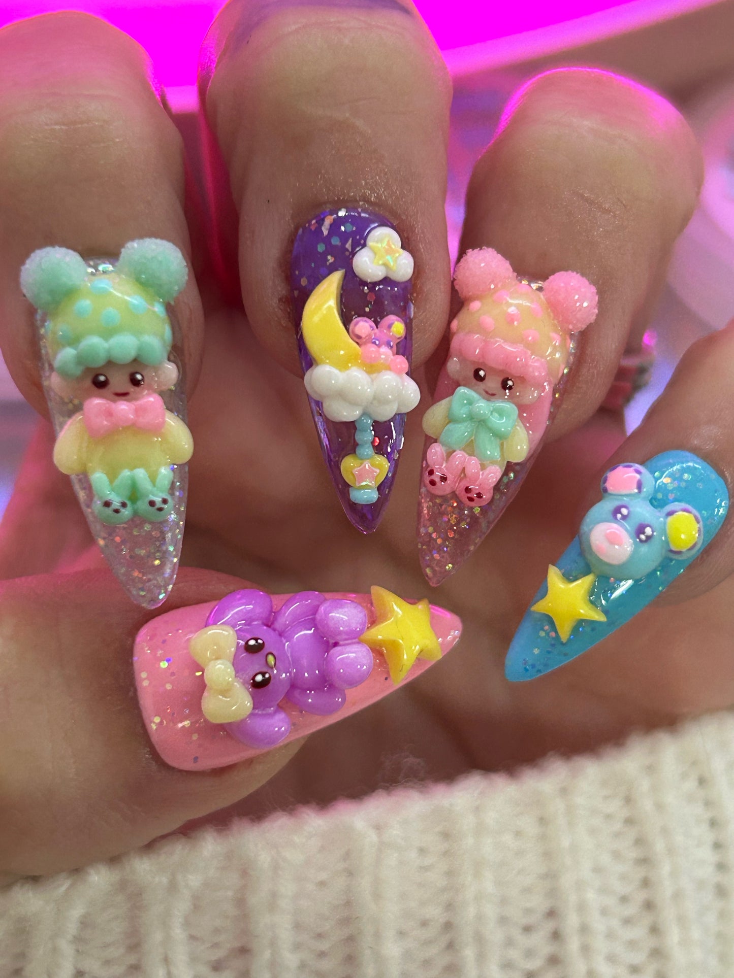 Kawaii Star Kids Nail charm set ~8 PC set