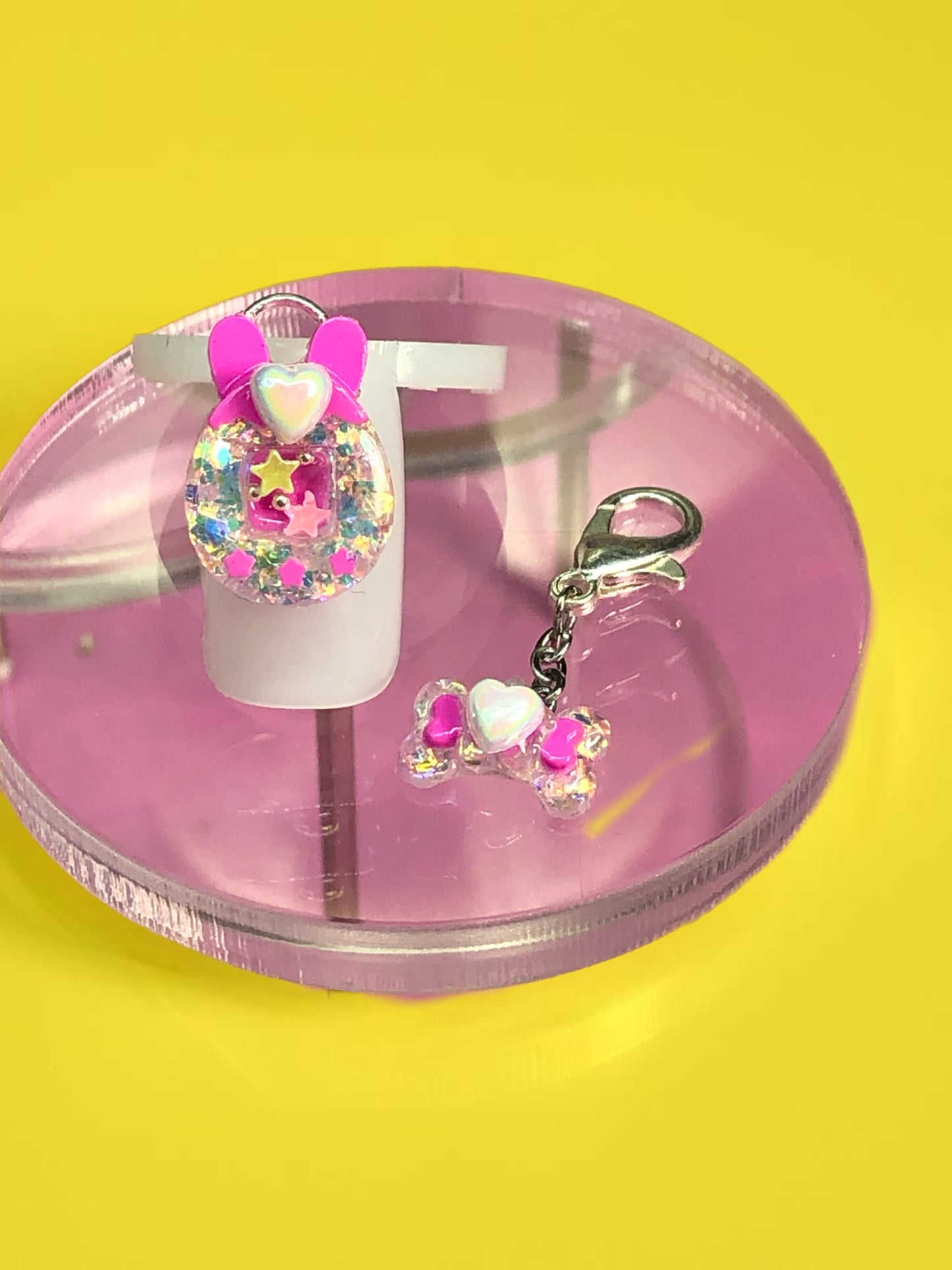 Shaker/Dangle Clip Charm. 2pc Charm Set.
