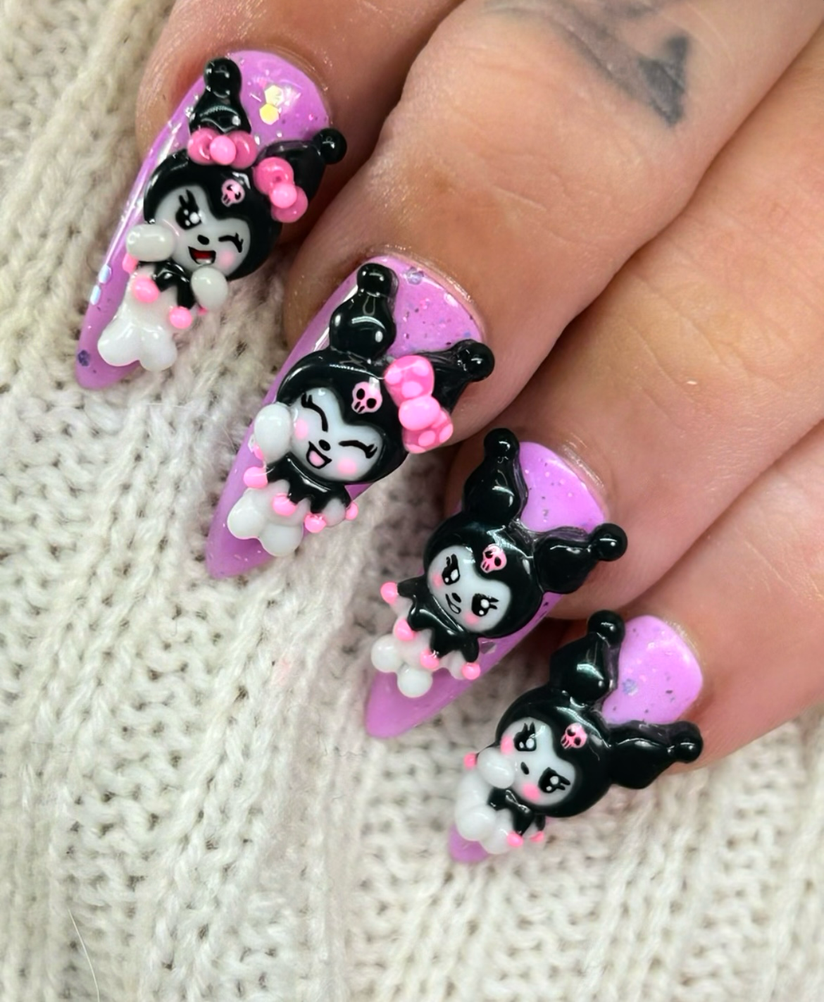 Purple Bunny Nail Charm Set ~ 4pc set