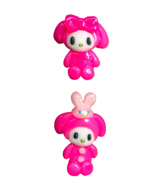 Pink Bunny Nail Charm Set , 2Pc Charm Set