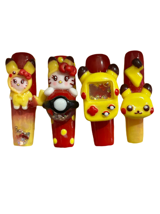 Yellow Kitty Pup Liquid Charm Set ~5pc set~Nail Charms