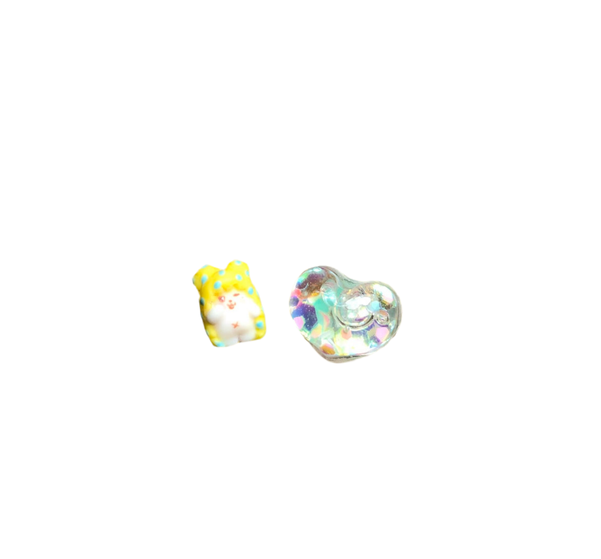 Kawaii Teddy bear w/t Blankie  ~Liquid Charm~2pc Set~Nail Charms