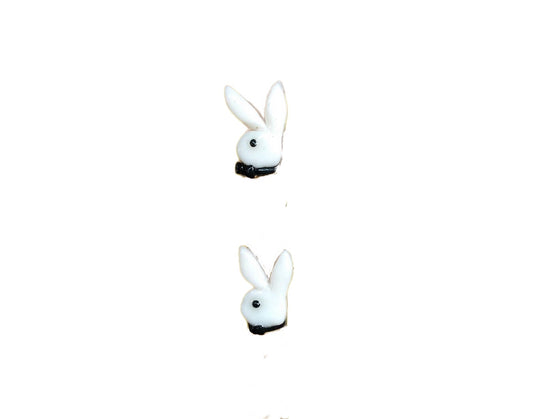 White Bunny with Bow ~2pc charm set