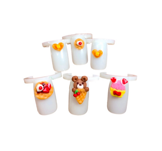 Teddy waffles Nail Charm Set ~6pc set