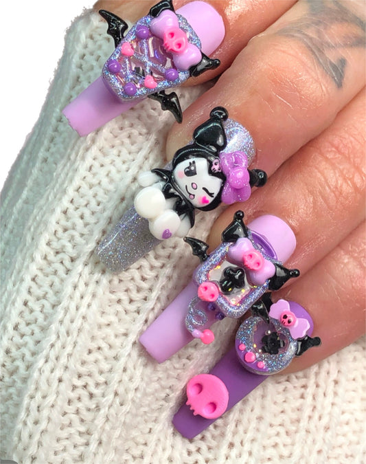 Purple Bunny Liquid Nail Charm Set~7 pc~Nail Charms