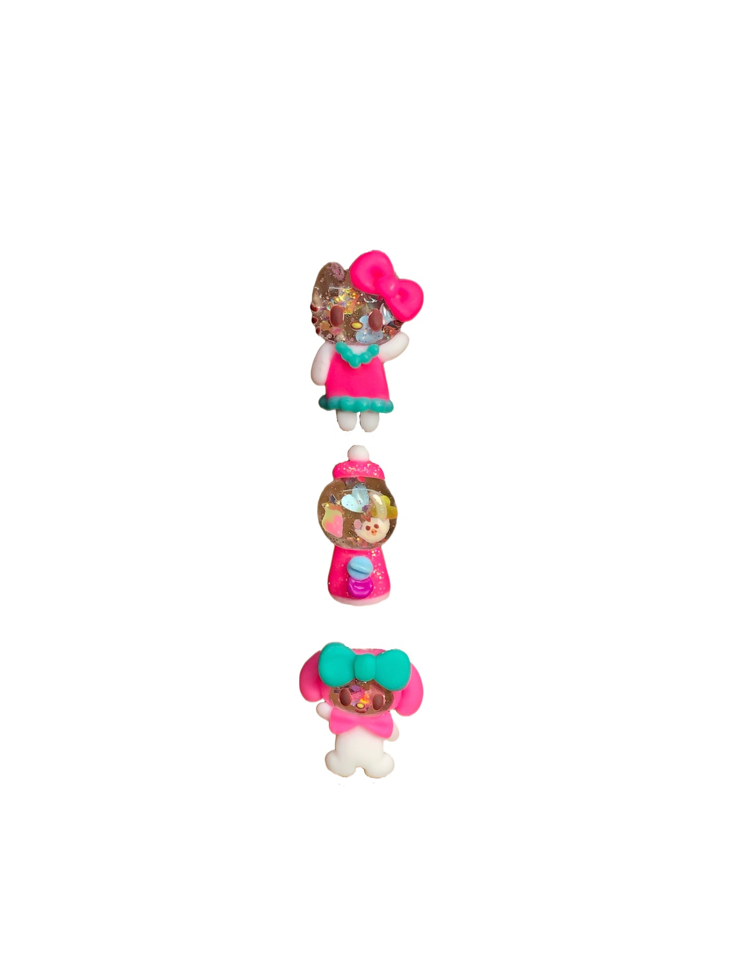 Gum Ball Bunny and Cat Jelly Edition Charm Set ~2pc